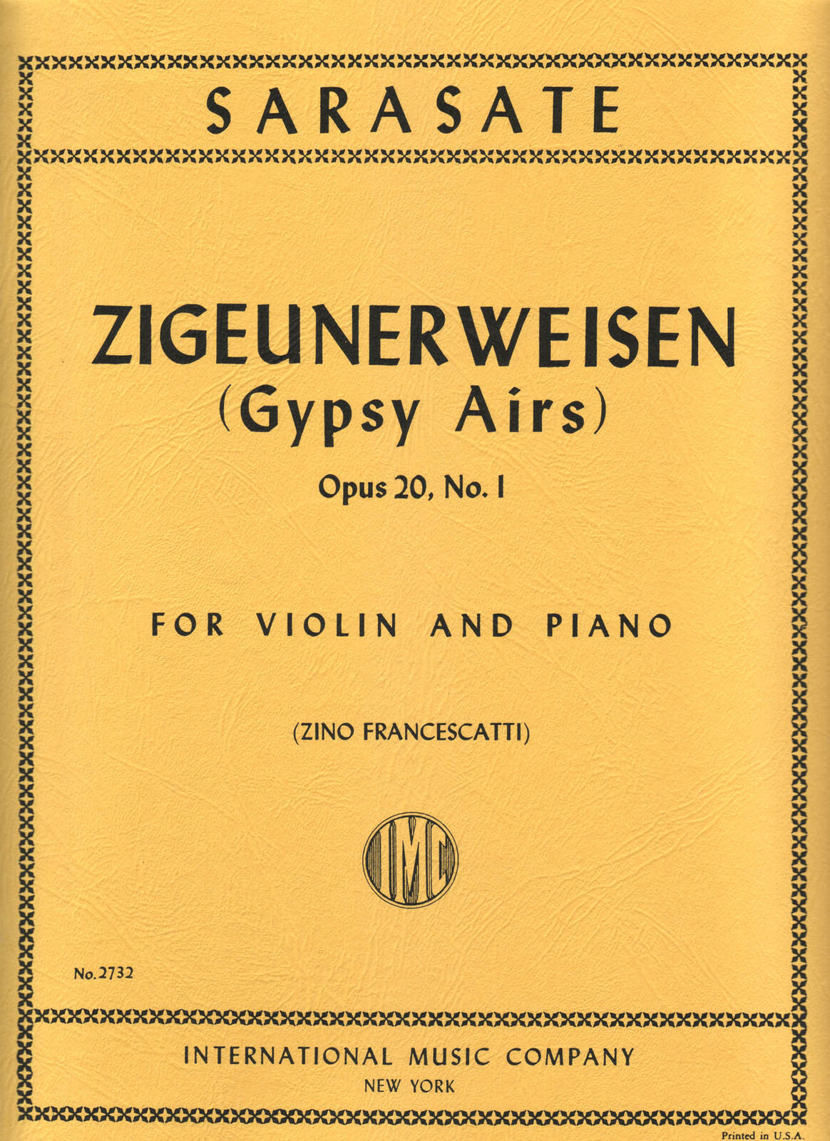 Sarasate Zigeunerweisen (Gypsy Airs), Opus 20, No. 1 For Violin