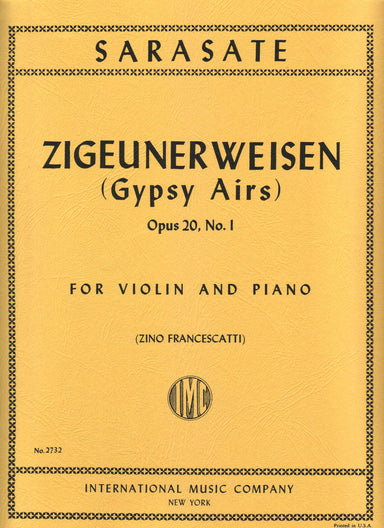 Sarasate Zigeunerweisen (Gypsy Airs), Opus 20, No. 1 For Violin