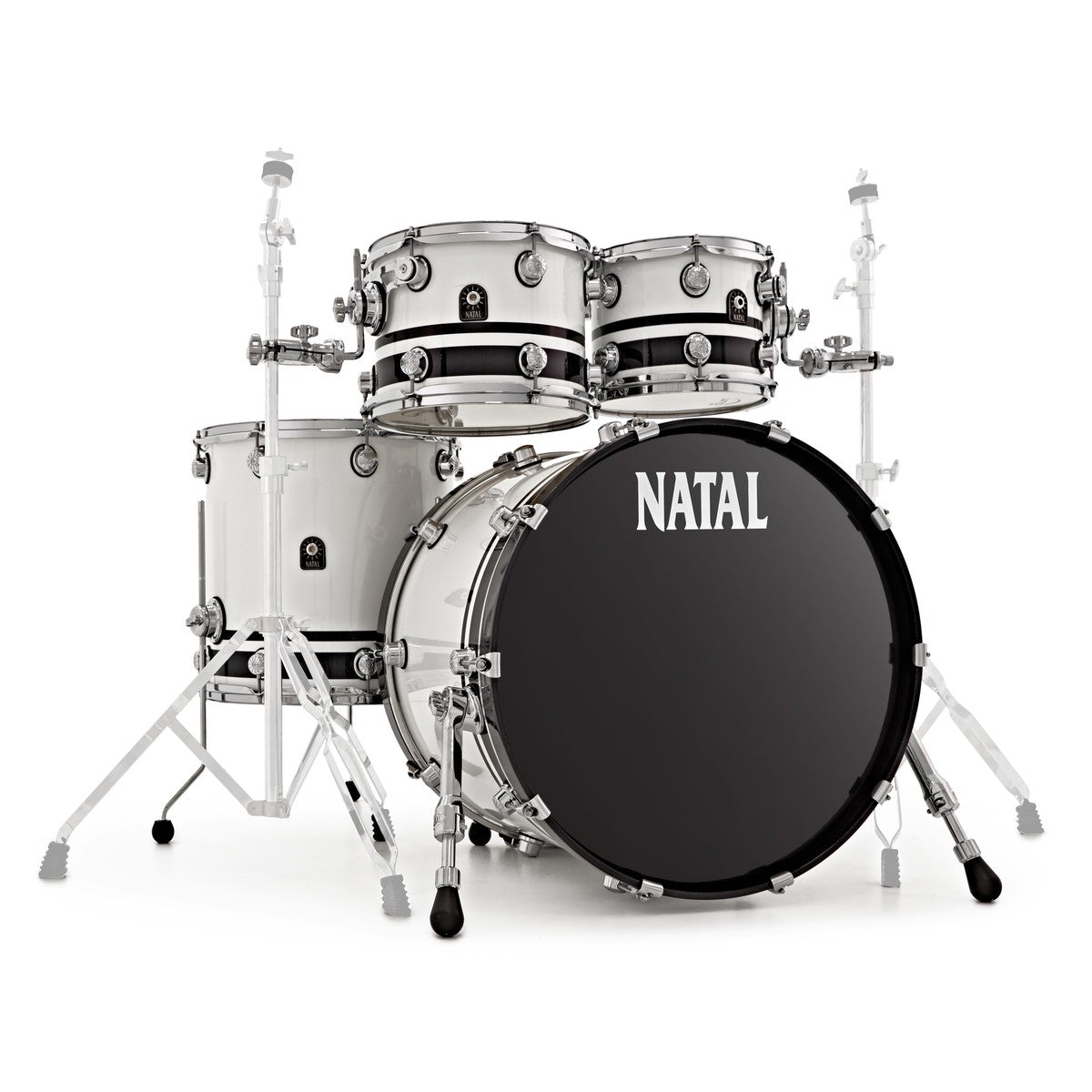 NATAL Café Racer 4-pc Drum Shell Kit (White & Black Sparkle)