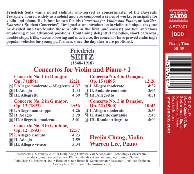 Seitz: Violin Concertos No.1-5 by Hyejin Chung & Warren Lee (CD)