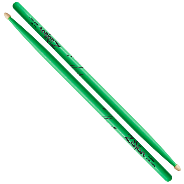 ZILDJIAN 5A Acorn Wood-Tip Neon Green Drumsticks